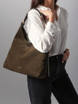 Grand Sac Hobo Jess En Cuir Velours Vanessa bruno Marron jess 29V40917-vue-porte