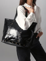 Medium Leather Le Cabas Shoulder Bag Vanessa bruno Black cabas cuir 82V40378-vue-porte