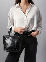 Satchel Cabas Cuir Leather Vanessa bruno Black cabas cuir 82V40435-vue-porte