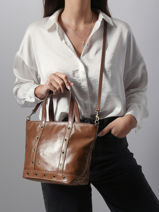 Sac Port� Main Cabas Cuir Cuir Vanessa bruno Marron cabas cuir 82V40435-vue-porte