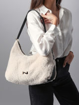 Shearling Leather Carrie Winter Shoulder Bag Nathan baume Beige vogue S-vue-porte