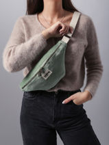 Sac Banane Hindbag Vert velours V-vue-porte