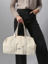 Shoulder Bag Velours Corduroy Hindbag Beige velours V-vue-porte