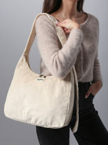 Crossbody Bag Velours Corduroy Hindbag Beige velours V-vue-porte
