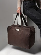 Large Weekender Elzevir Waxed Rivedroite Brown waxed ELZEVWAX-vue-porte