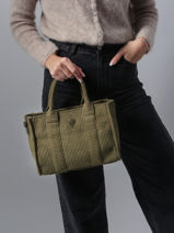 Shoulder Bag Velours Le voyage en panier Green velours AHP242-vue-porte