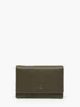 Leather Caviar Flap Wallet Crinkles Green caviar 14049