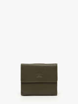Leather Caviar Compact Wallet Crinkles Green caviar 14068