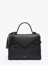 Sac Bandouli�re M Double Rabat Emilie Cuir Grain� Le tanneur Noir emily TEMI1014