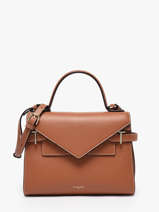 Sac Bandouli�re M Double Rabat Emilie Cuir Grain� Le tanneur Marron emily TEMI1014