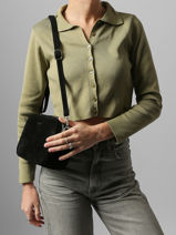 Shoulder Bag Velvet Miniprix Black velvet F7511-vue-porte