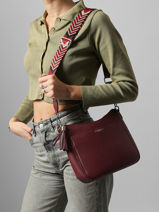 Shoulder Bag Grained Flora & co Red grained F8575-vue-porte
