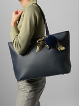 A4 Size  Shoulder Bag Grained Miniprix Blue grained 1-vue-porte