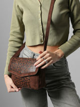 Shoulder Bag Velvet Miniprix Brown velvet 27582-vue-porte