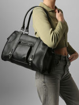 A4 Size Shoulder Bag Grained Miniprix Black grained F8533-vue-porte