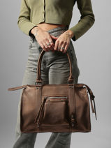 A4 Size Shoulder Bag Grained Miniprix Brown grained F8533-vue-porte