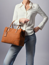 Satchel Romy Leather Le tanneur Brown romy TROM1015-vue-porte