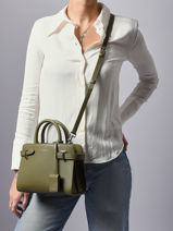 Small Leather Emilie Handbag Le tanneur Green emily PB328670-vue-porte