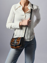 Leather Sienna Leopard Crossbody Bag Lancel Brown sienna A13753-vue-porte