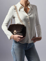 Medium Faux Fur Moon Crossbody Bag Vanessa bruno Brown moon 30V40533-vue-porte