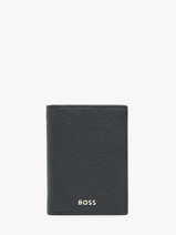Card Holder With Coin Purse Leather Hugo boss Blue grained HLG416N