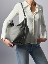 Longchamp Besace longchamp toile Hobo bag Gray-vue-porte