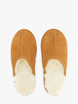 Slippers In Leather Isotoner Brown men 98169