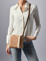 Leather Shearling K Circle Crossbody Bag Karl lagerfeld Brown k circle A4W30068-vue-porte