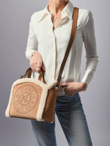 Leather K Circle Shearling Satchel Karl lagerfeld Brown k circle A4W30087-vue-porte