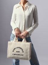 Sac Cabas Rue St Guillaume Shearling Karl lagerfeld Blanc rsg A4W50013-vue-porte
