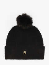 Beanie Tommy hilfiger Black th pom pom  AW17817