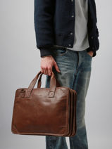 Business Bag Paul marius Brown vintage CONQUERA-vue-porte