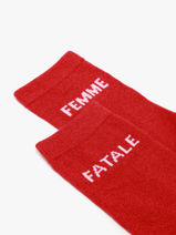 Chaussettes Pieces Rouge socks women 17163724-vue-porte
