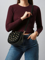 Shoulder Bag Velvet Studs Milano Black velvet studs VS25093-vue-porte