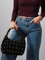 Shoulder Bag Velvet Studs Milano Black velvet studs VS25094-vue-porte