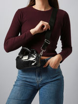 Crossbody Bag Glossy Recycled Polyester Wouf Black glossy BM250023-vue-porte