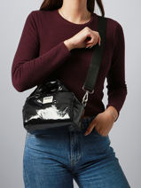 Shoulder Bag Glossy Recycled Polyester Wouf Black glossy BB250023-vue-porte