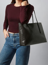 Shoulder Bag Coated Emblem Recycled Polyester Calvin klein jeans Black coated emblem 4F3266G-vue-porte