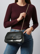 Shoulder Bag Croc Embossed Mono Calvin klein jeans Black croc embossed mono 4F3284G-vue-porte