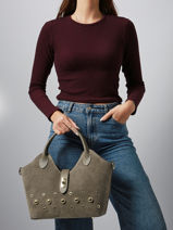 Sac � Main Velvet Studs Milano Beige velvet studs VS25092-vue-porte