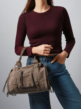 Sac Port paule Velvet Cuir Milano Marron velvet VE24094-vue-porte