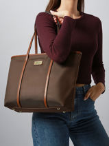 Sac Port paule Jamie Nylon Ted lapidus Marron jamie DU43501-vue-porte