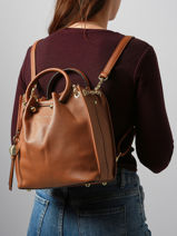 Backpack Ted lapidus Brown gretel TLAU8932-vue-porte