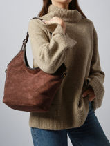 Shoulder Bag Velvet Soft Miniprix Brown velvet soft 27591-vue-porte