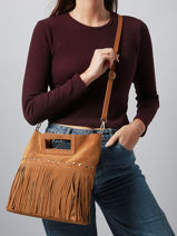 Shoulder Bag Velvet Leather Milano Brown velvet VE25091-vue-porte