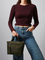 Sac Port� Main Et Bandouli�re Cumulus Nylon Recycl� Aube Vert cumulus 101CS04-vue-porte