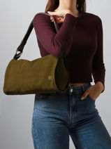 Shoulder Bag Leather Leather Biba Green leather BEV2L-vue-porte
