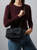 Shoulder Bag Leather Leather Biba Blue leather HAZ1L-vue-porte