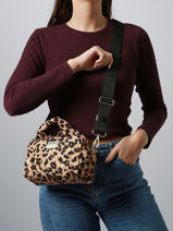 Shoulder Bag Feline Recycled Polyester Wouf Brown feline BB250020-vue-porte