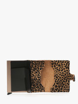 Card Holder Leather Secrid Beige animal MLE-vue-porte